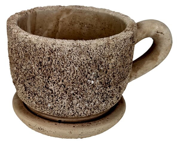 BETONOVÝ KVĚTINÁČ HRNEK HNĚDÝ pr.16cm KAMÍNKY