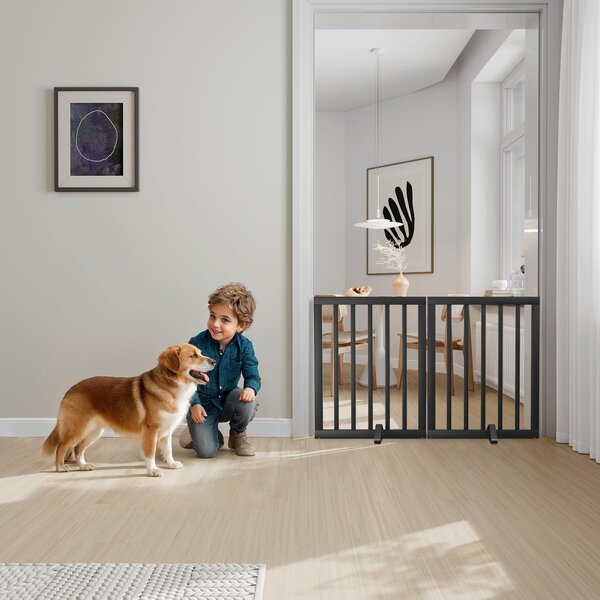 Plot pro psy z bambusu, výška 60-94 cm, skládací, pro zabezpečení dveří a schodišť