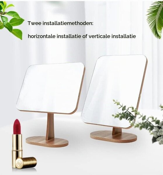 Zrcadlo na make-up se stojanem, vyrobené ze dřeva