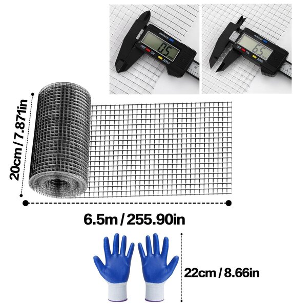 Žíňovaný drátěný plot pro venkovní použití, rozměry 20 cm x 6,5 m