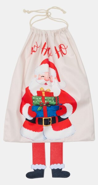 Sinsay - Vánoční pytel na dárky s 3D nohama a motivem Santa Clause - kaštanová