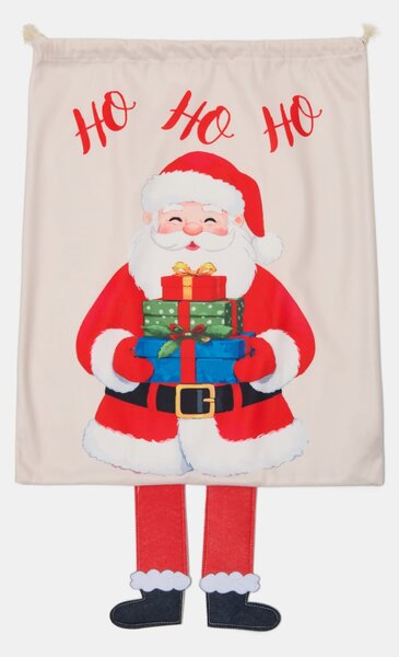 Sinsay - Vánoční pytel na dárky s 3D nohama a motivem Santa Clause - kaštanová