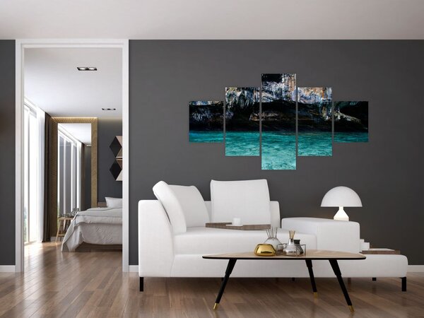 Obraz vody a skal (125x70 cm)