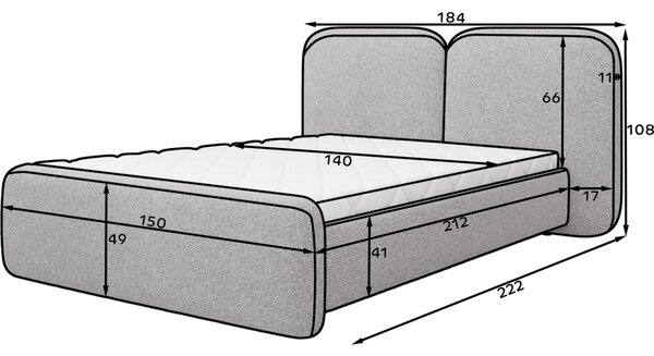 Eltap Čalouněná postel Ollival s úložným prostorem Materiál a barva potahu: Paolli 01 - bílá, Rozměr: 140x200