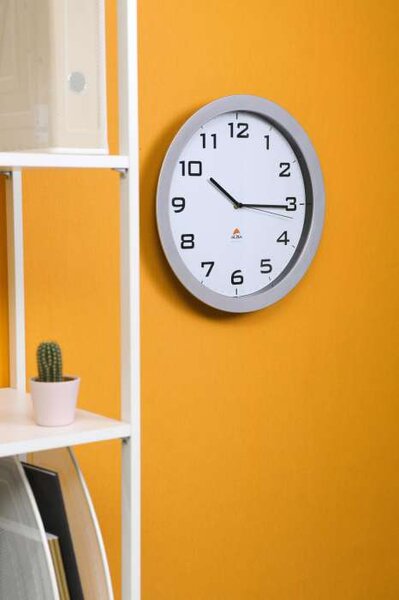Nástěnné hodiny Standard - plastové, průměr 38 cm, stříbrné