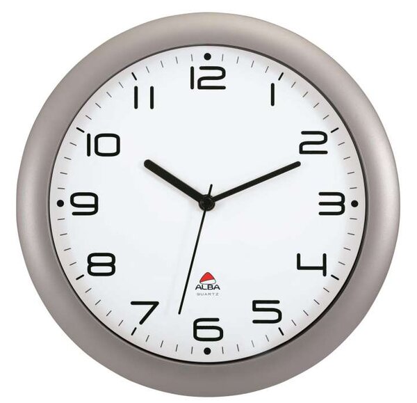 Nástěnné hodiny HorNew - plastové, 30 cm, stříbrné