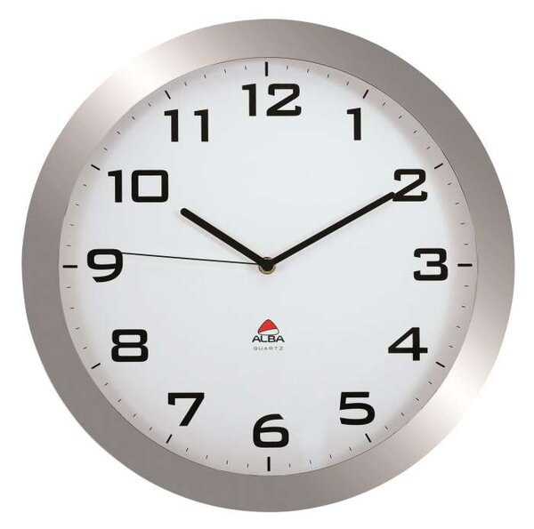 Nástěnné hodiny Standard - plastové, průměr 38 cm, stříbrné
