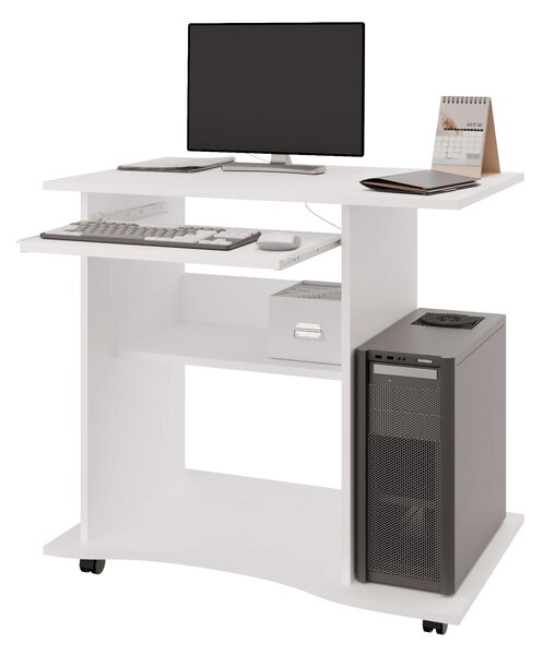 Praktický PC stůl s výsuvnou deskou NEJBY LYLE, bílá