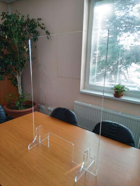 Ochranná přepážka s velkým výřezem, 650 x 900 x 6 mm - transparentní