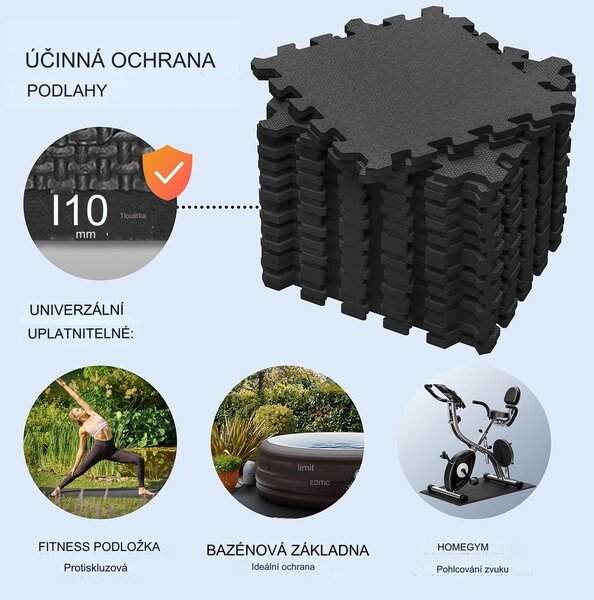 Deuba Ochranná podložka na podlahu sada 18 ks - černá