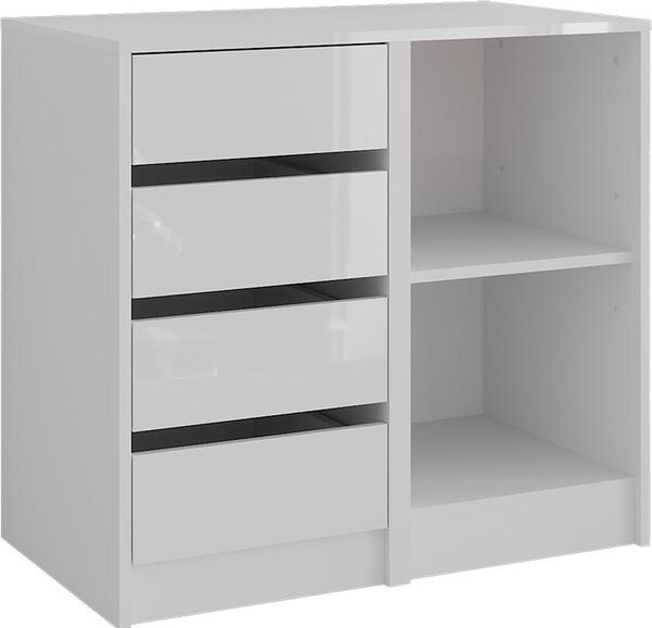 Kredenc Vicco Sherry Bílá/bílý vysoký lesk 80.2 x 76 cm 2 díly, Model 57716