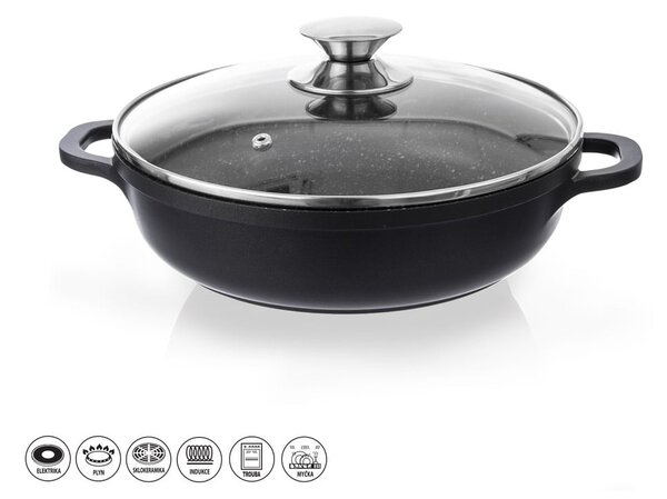 Kastrol s nepřilnavým povrchem Pfluon Granit se skleněnou poklicí Orion Grande, ⌀ 24 cm