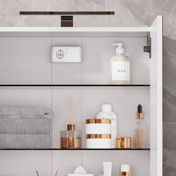 Koupelnová skříňka se zrcadlem Vicco Lavio Bílá 60 x 60 cm s osvětlením LED, Model 55332