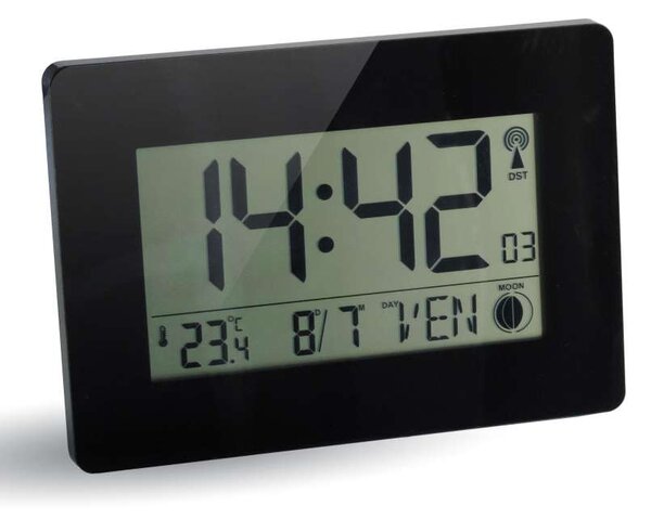 Digitální hodiny RC LCD - lesklé, černé