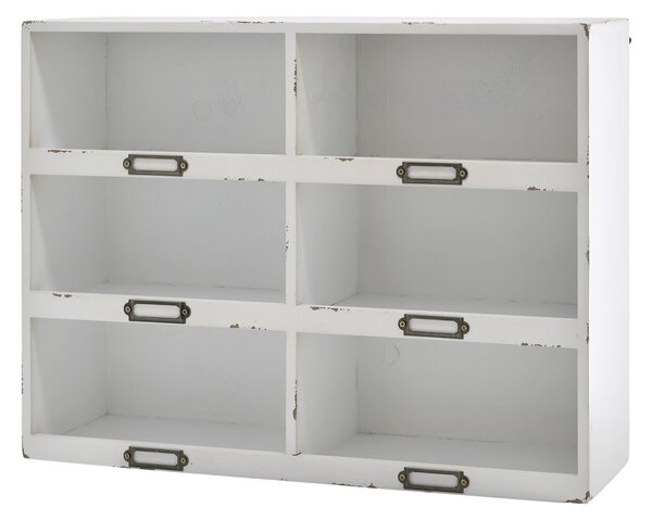 Bílá antik nástěnná polička Chic Antique s 6 přihrádkami – 50*14,5*37 cm - Chic Antique