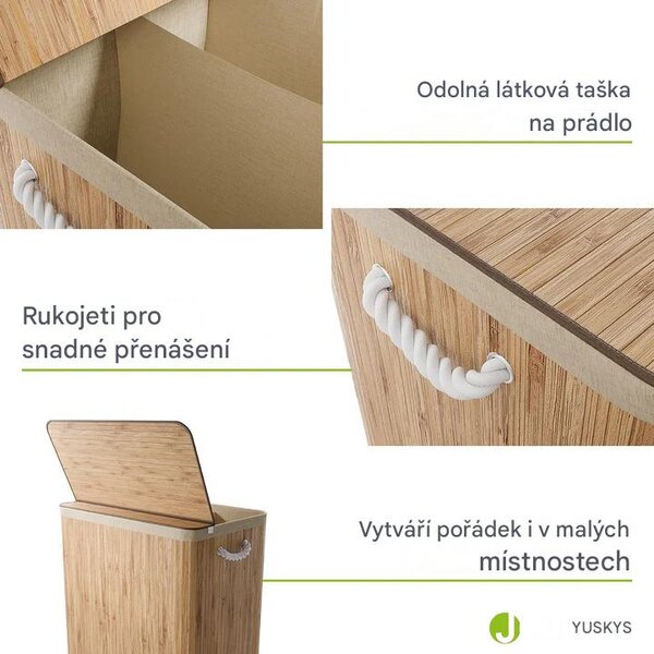 Juskys Bambusový koš Curly 150 L - přírodní