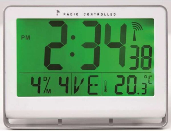 Digitální hodiny LCD NEO - bílé/stříbrnošedé