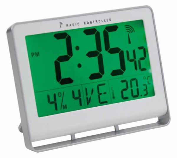 Digitální hodiny LCD NEO - bílé/stříbrnošedé
