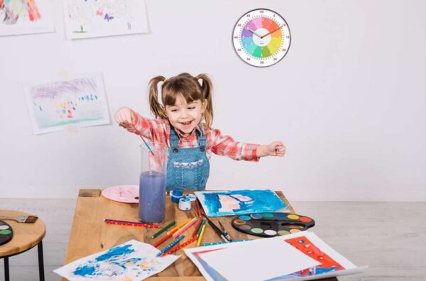 Nástěnné hodiny Rainbow - průměr 30 cm, učební, duhové
