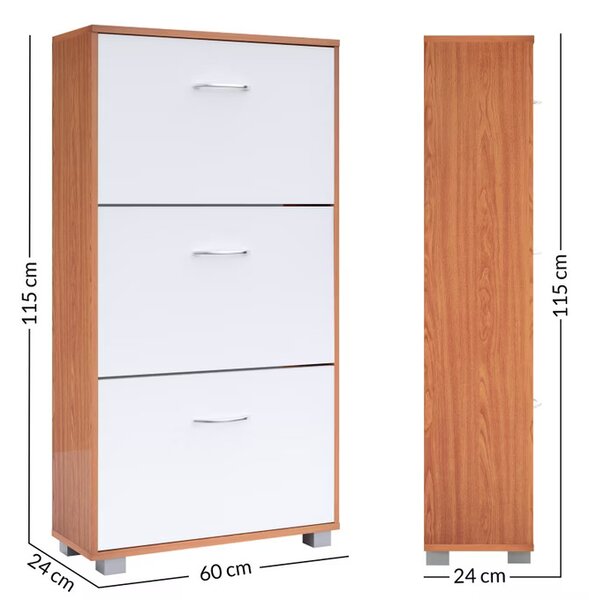 Deuba Skříňka na boty 115x60x24 cm - buk/bílá