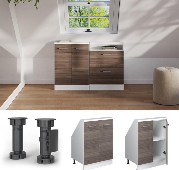 Kuchyňská skříňka pod šikmou střechu Vicco R-Line Ušlechtilá šedá 60 cm se 2 dvířky, Model 58278