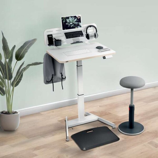 Výškově stavitelný stůl Leitz Ergo, 80 cm - elektrický, bílý