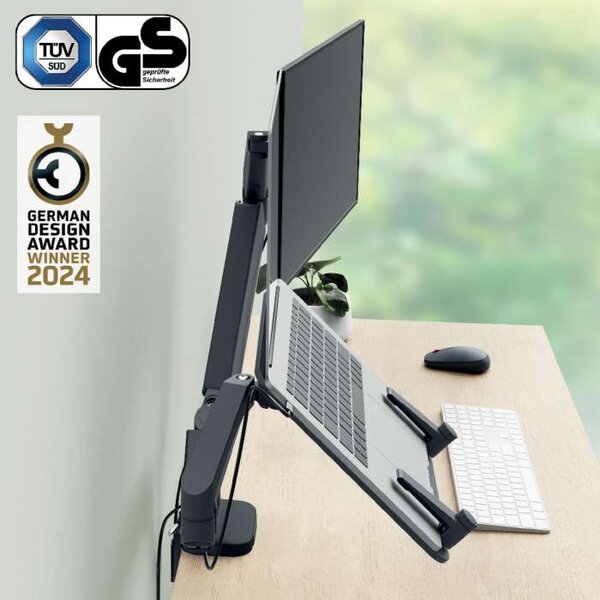 Držák pro monitor a laptop Leitz Ergo - tmavě šedý