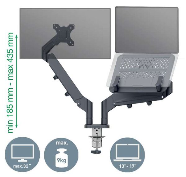 Držák pro monitor a laptop Leitz Ergo - tmavě šedý
