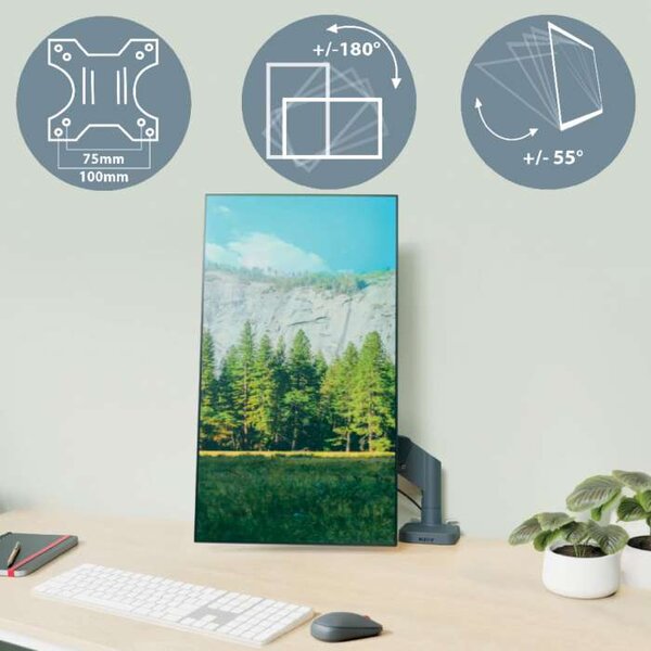 Držák na monitor Leitz Ergo - tmavě šedý