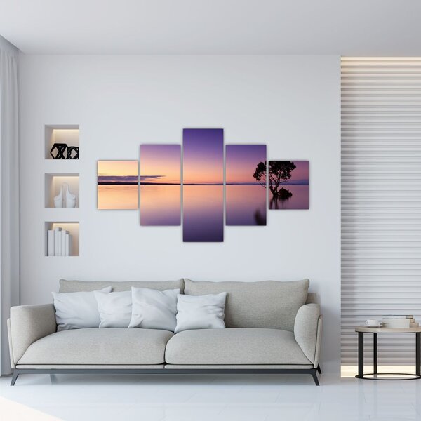 Obraz vodní hladiny při východu slunce (125x70 cm)