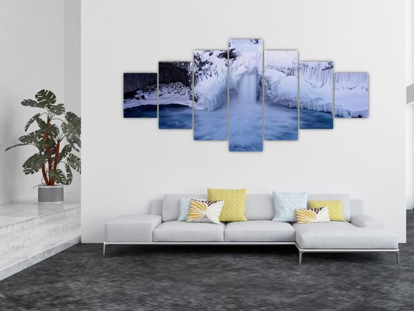 Obraz vodopádu v zimě (210x100 cm)