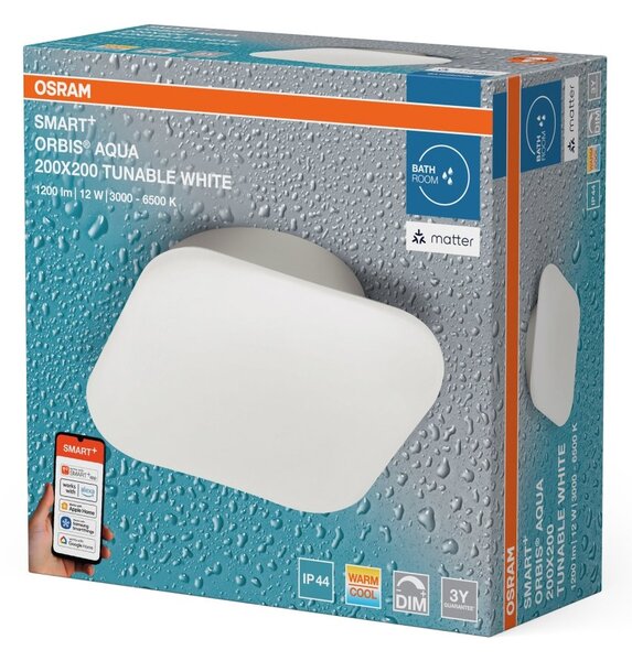 Chytré koupelnové svítidlo Orbis Wall Aqua 200x200mm IP44 Laditelná Bílá