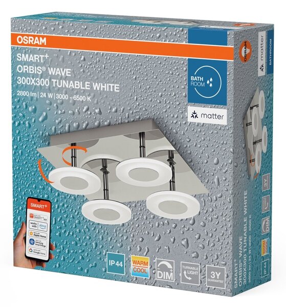 Chytré Stropní svítidlo Orbis Wall Wave IP44 300x300mm Laditelná Bílá