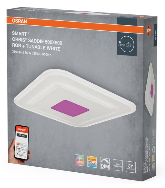 Chytré nástěnné svítidlo Orbis Saddie 500x500mm RGB+Laditelná Bílá