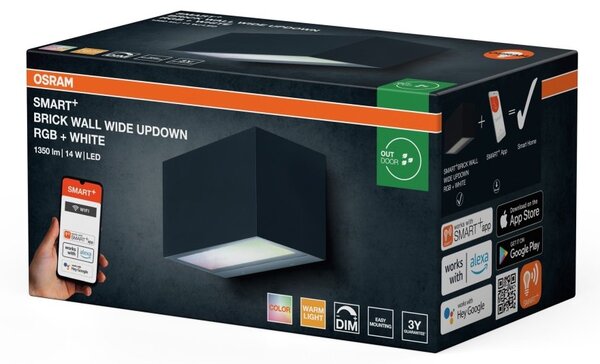 Chytré venkovní nástěnné svítidlo Brick Wall Wide UpDown RGB+Teplá Bílá