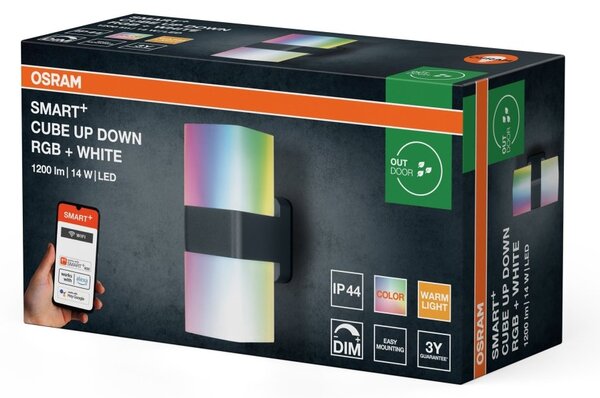 Chytré venkovní nástěnné svítidlo Wifi Cube UpDown RGBW+Teplá Bílá