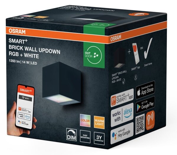 Chytré venkovní nástěnné svítidlo Brick Wall UpDown RGB+Teplá Bílá