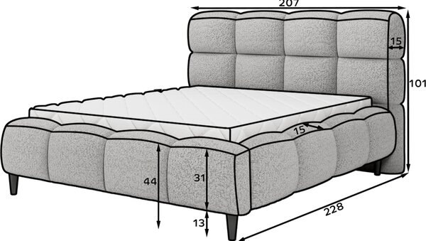 Eltap Čalouněná postel Giberio s úložným prostorem Materiál a barva potahu: Modullo 18 - béžová, Rozměr: 140x200