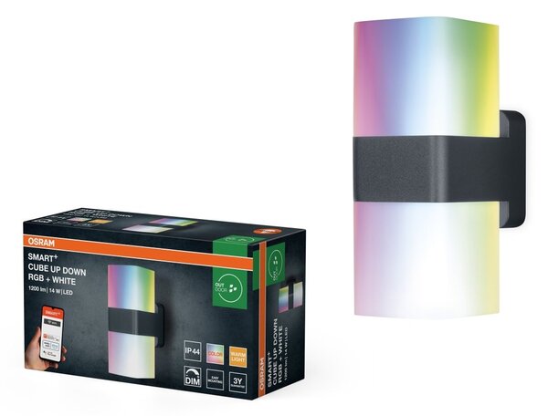 Chytré venkovní nástěnné svítidlo Wifi Cube UpDown RGBW+Teplá Bílá