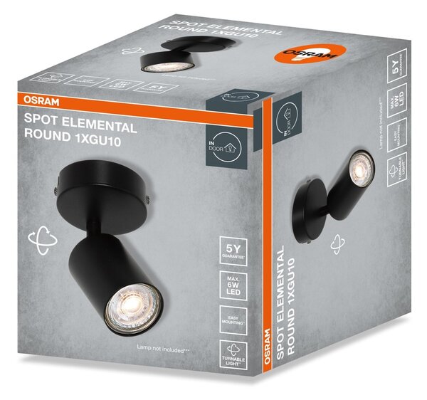 Černá Bodovka LED SPOT ELEMENTAL 1xGU10 Kulatá