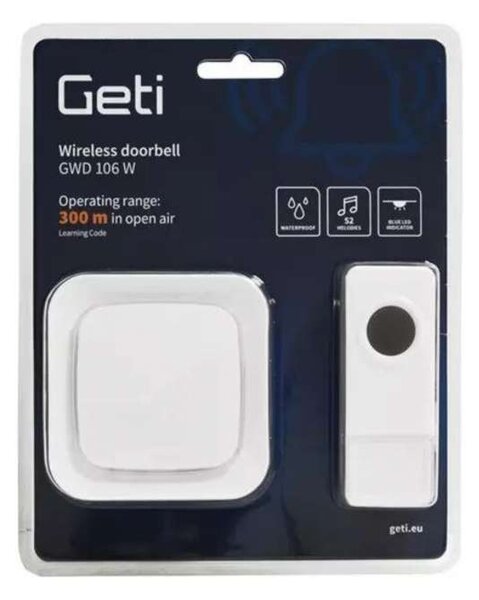 Zvonek bezdrátový GETI 106 W - bílý