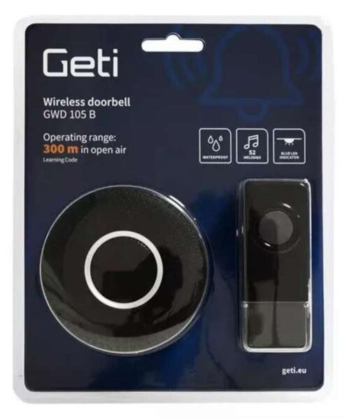 Zvonek bezdrátový GETI 105 B - černý