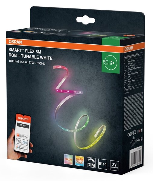 Chytrý Wifi Venkovní flexibilní IP44 5m RGB+Laditelná Bílá