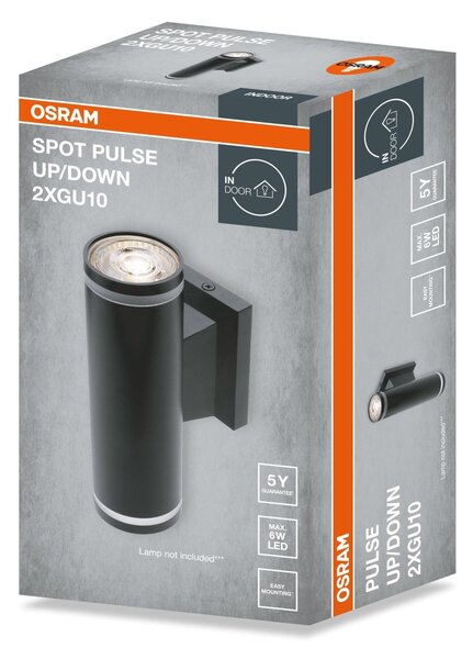 Černá Bodovka LED SPOT PULSE 2xGU10 UP/DOWN 180 mm