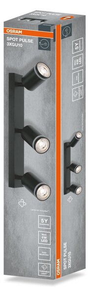 Černá Bodovka LED SPOT PULSE 3xGU10 371 mm
