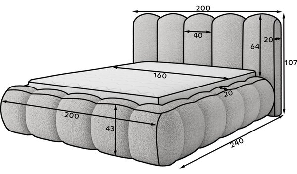 Eltap Čalouněná postel Oloroso s úložným prostorem Materiál a barva potahu: Feldor 40 - modrá, Rozměr: 140x200