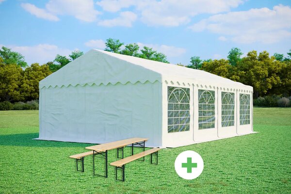 Párty stan 5x8m STANDARD SET – stan + pivní sety barva Bílá