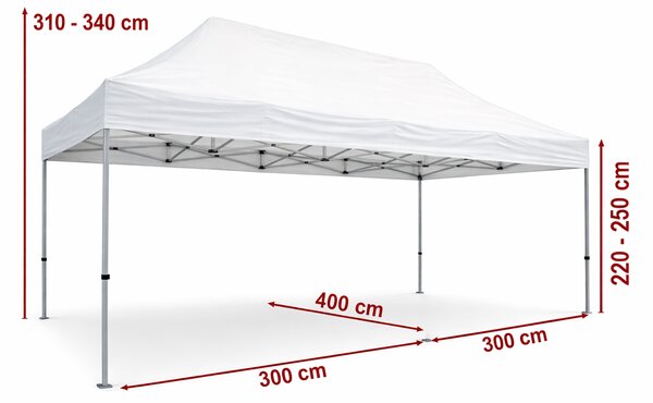 Nůžkový párty stan 4x6m ALU Premium – 4 plné bočnice barva Modrá