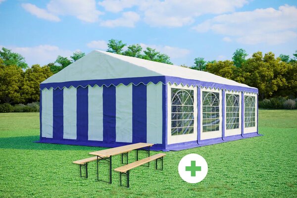 Párty stan 5x8m STANDARD SET – stan + pivní sety barva Zeleno-bílá