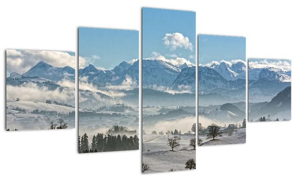 Obraz zasněžených hor (125x70 cm)